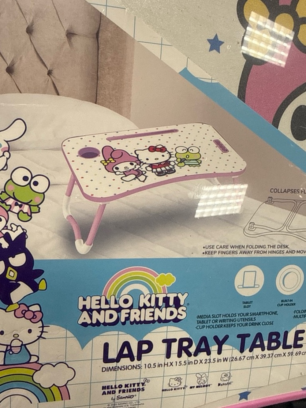 Hello Kitty Pink Foldable Kids Lap Tray with Characters